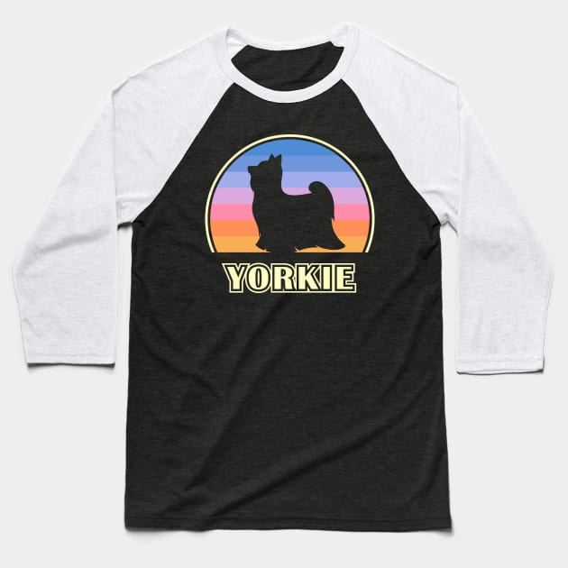 Yorkie Vintage Sunset Yorkshire Terrier Dog Baseball T-Shirt by millersye